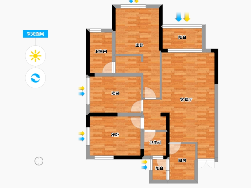 四川省-成都市-凤凰盛景3号楼,4号楼99m²-80.54-户型库-采光通风