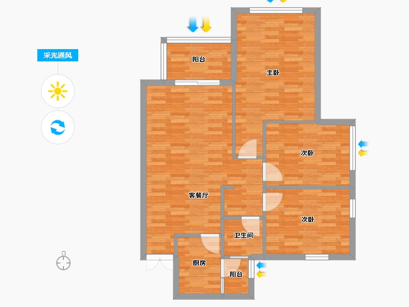 四川省-成都市-凤凰盛景3号楼95m²-79.17-户型库-采光通风