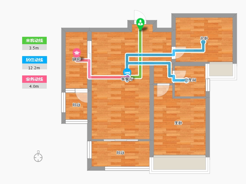 四川省-成都市-凤凰盛景2号楼78m²-62.00-户型库-动静线