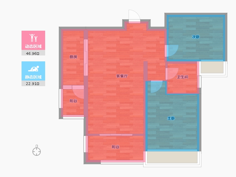 四川省-成都市-凤凰盛景2号楼78m²-62.00-户型库-动静分区