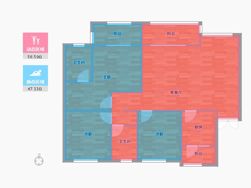 四川省-成都市-凤凰盛景3号楼,4号楼109m²-95.11-户型库-动静分区