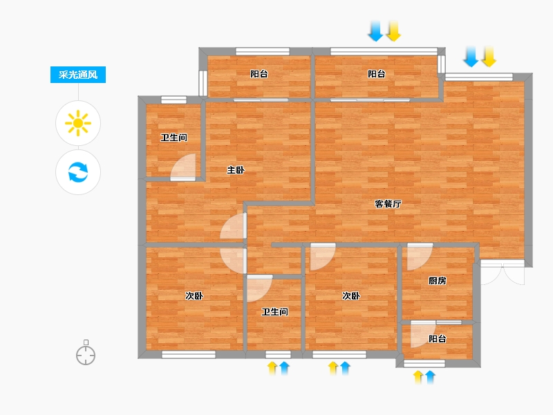 四川省-成都市-凤凰盛景3号楼,4号楼109m²-95.11-户型库-采光通风