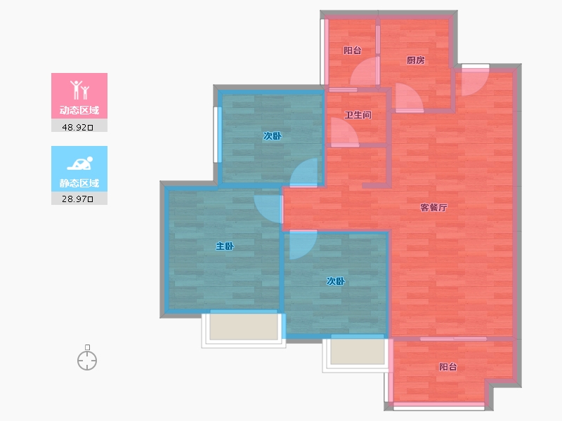 四川省-成都市-天和睿城1号楼92m²-70.42-户型库-动静分区