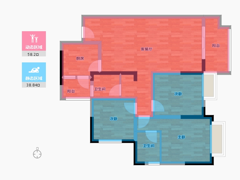 四川省-成都市-天和睿城D2户型107m²-85.40-户型库-动静分区