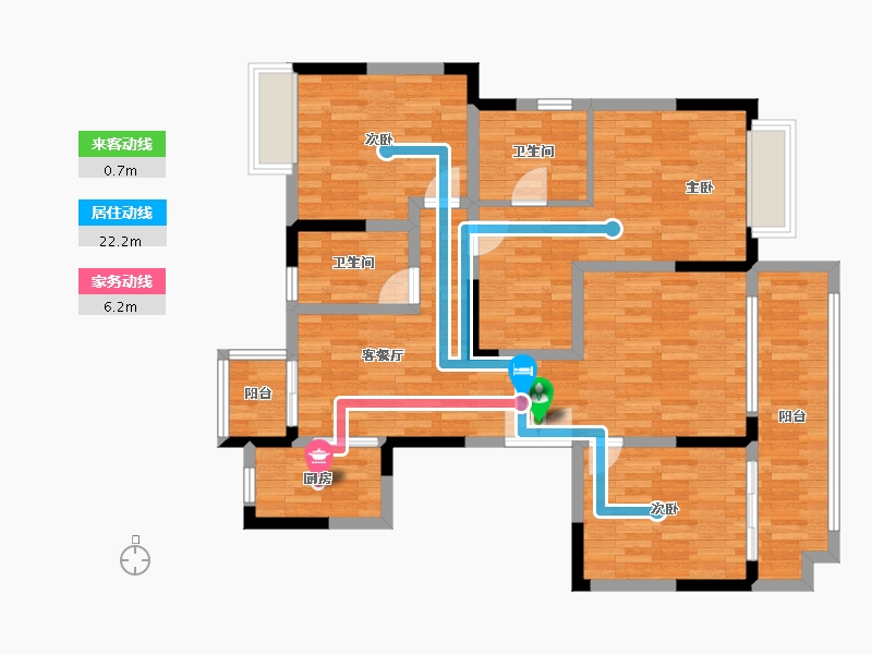 四川省-成都市-天和睿城E2户型124m²-100.02-户型库-动静线