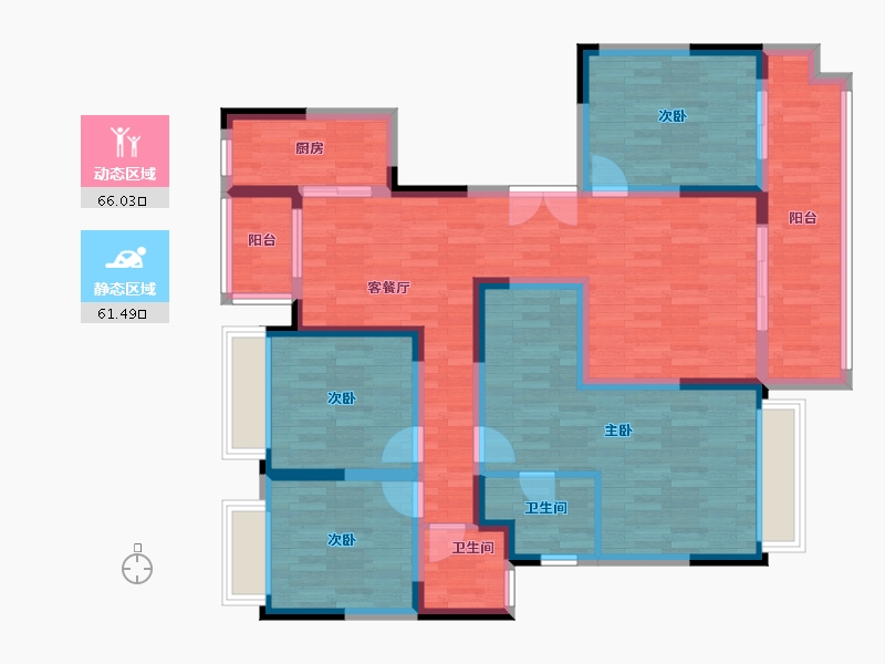 四川省-成都市-天和睿城E1户型141m²-112.80-户型库-动静分区