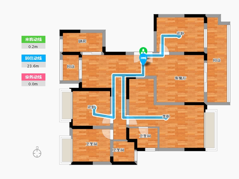 四川省-成都市-天和睿城F1户型141m²-112.80-户型库-动静线