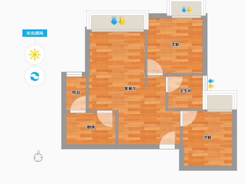 四川省-成都市-天和悦城A3户型58m²-43.13-户型库-采光通风