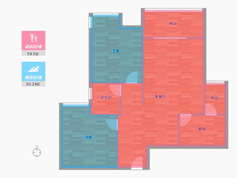 四川省-成都市-天和悦城A2户型68m²-81.99-户型库-动静分区