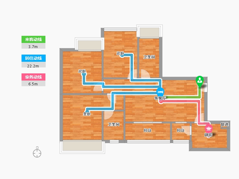 四川省-成都市-天和悦城2号楼96m²-76.90-户型库-动静线