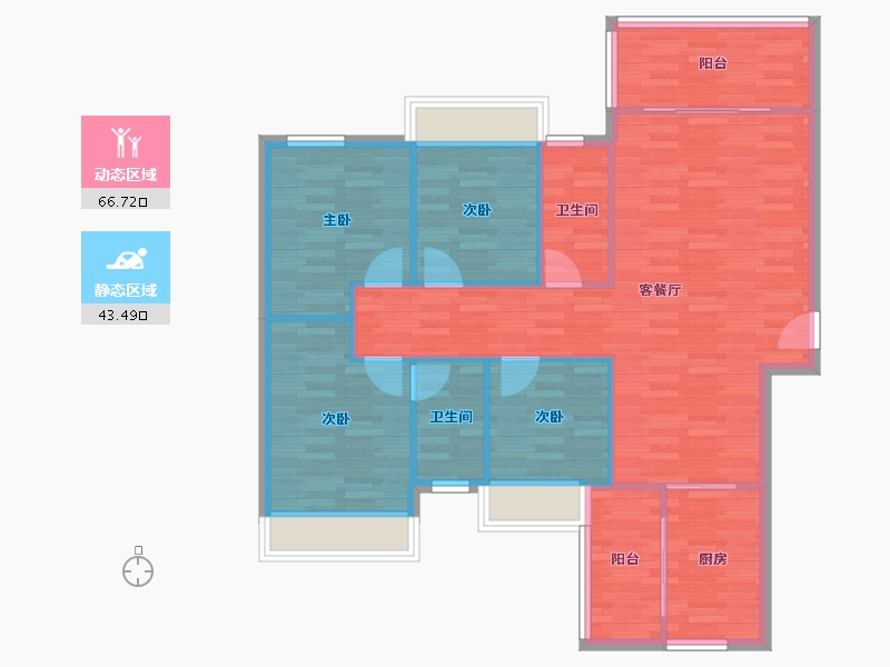 四川省-成都市-天和悦城B1户型125m²-100.67-户型库-动静分区