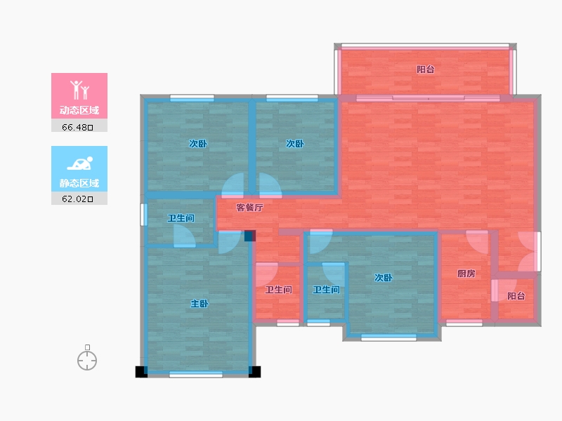 四川省-成都市-凤凰1号•栖云湖E1户型138m²-114.56-户型库-动静分区