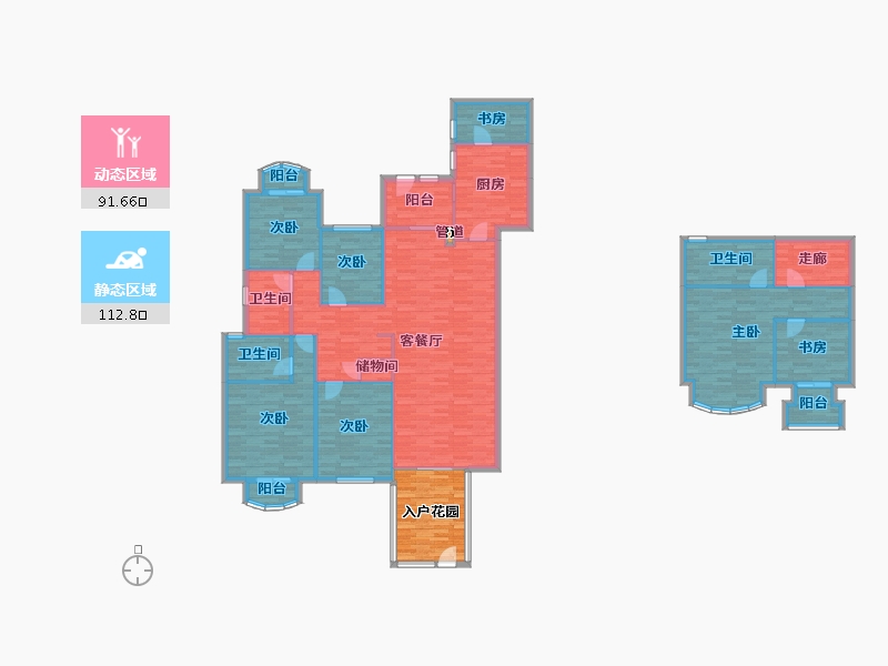 四川省-成都市-嘉合凤凰岛E1225m²-198.64-户型库-动静分区