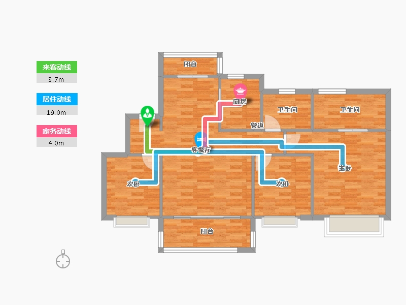 四川省-成都市-成都青白江万达广场C5户型110m²-88.00-户型库-动静线