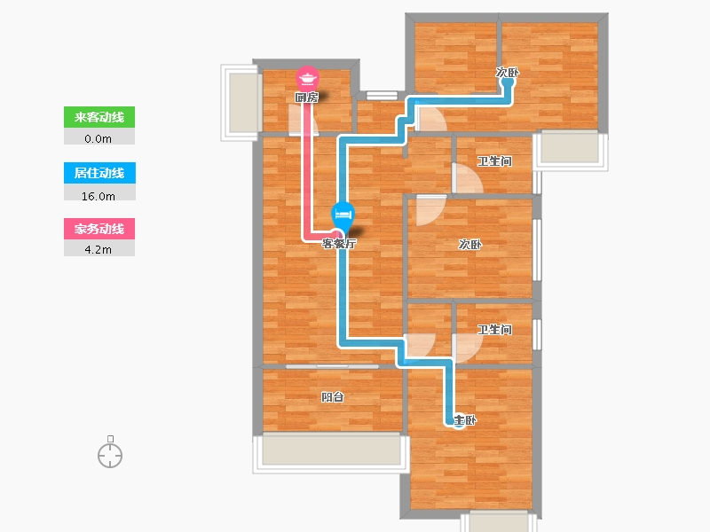 四川省-成都市-深业泰然成都怡湖珑园璟园1号楼101m²-75.63-户型库-动静线