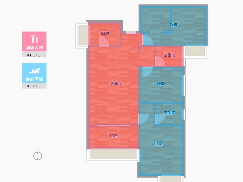 四川省-成都市-深业泰然成都怡湖珑园璟园1号楼101m²-75.63-户型库-动静分区