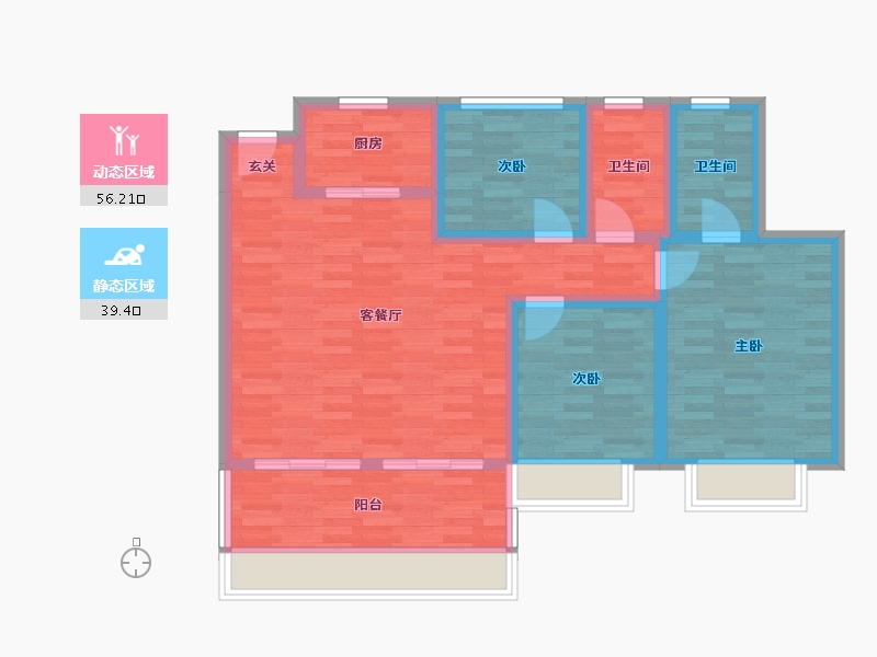 四川省-成都市-深业泰然成都怡湖珑园珑园1号楼118m²-84.99-户型库-动静分区