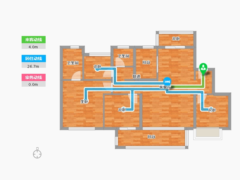 四川省-成都市-成都青白江万达广场C6户型118m²-94.00-户型库-动静线