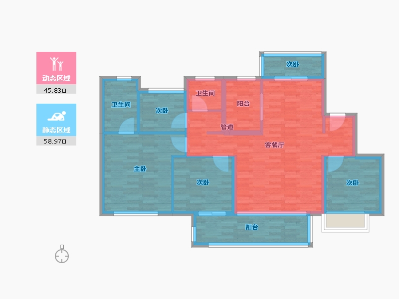 四川省-成都市-成都青白江万达广场C6户型118m²-94.00-户型库-动静分区