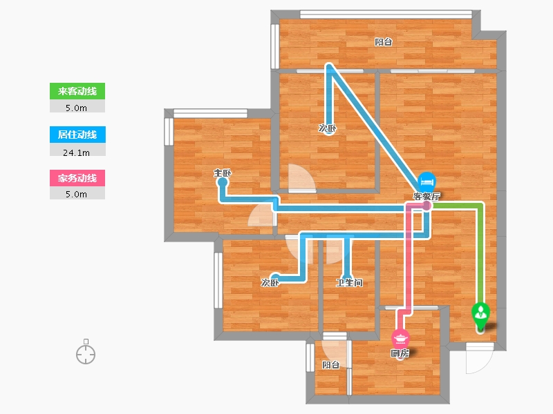 四川省-成都市-金科博翠天宸二期高层D3户型92m²-72.32-户型库-动静线