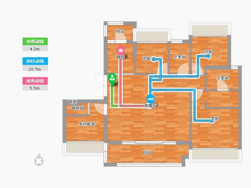 四川省-成都市-金科博翠天宸二期洋房E2户型109m²-87.01-户型库-动静线