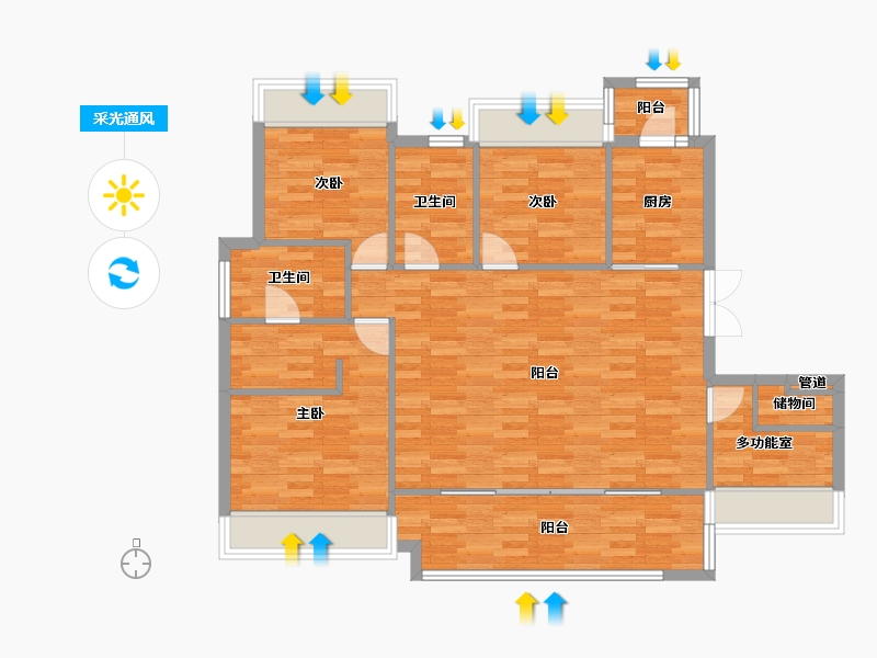 四川省-成都市-金科博翠天宸二期洋房E3户型128m²-102.00-户型库-采光通风