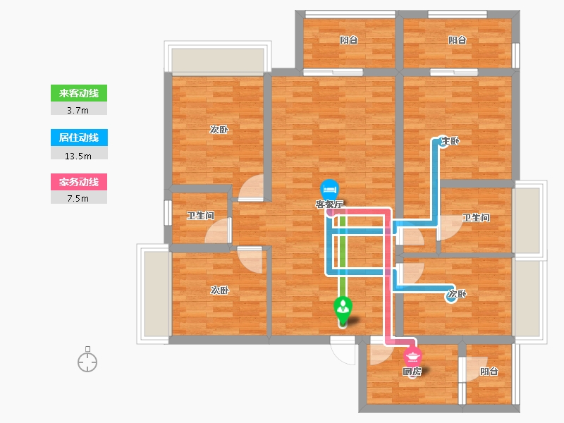 四川省-成都市-凤凰盛景1号楼,2号楼122m²-97.02-户型库-动静线