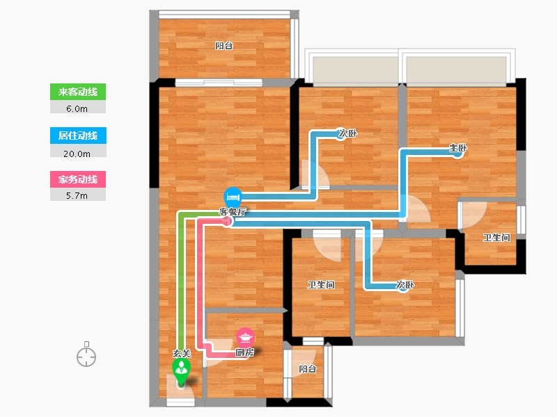 四川省-成都市-听湖九园26栋,27栋,24栋,25栋94m²-75.82-户型库-动静线