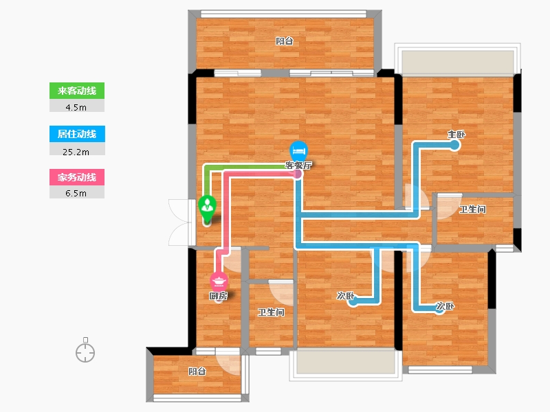 四川省-成都市-听湖九园4栋,5栋112m²-97.19-户型库-动静线