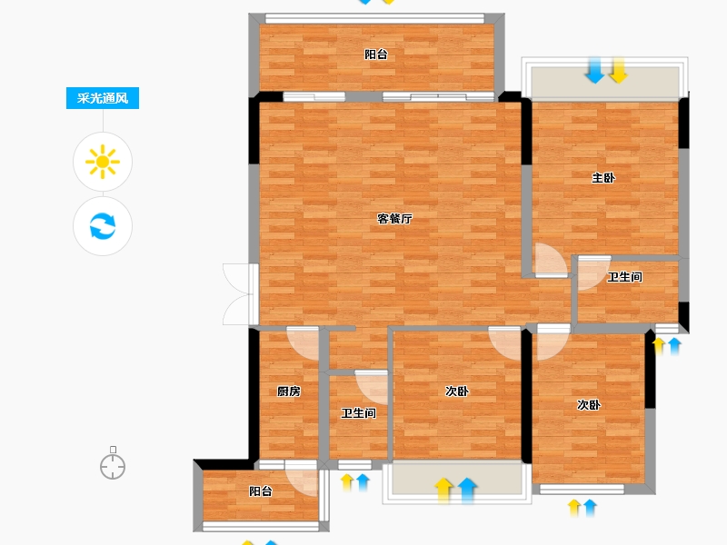 四川省-成都市-听湖九园4栋,5栋112m²-97.19-户型库-采光通风