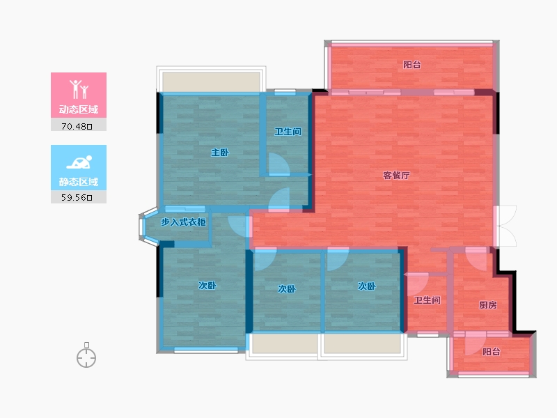 四川省-成都市-听湖九园4栋,6栋138m²-116.18-户型库-动静分区