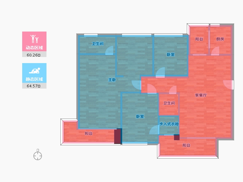 四川省-成都市-金山郡C户型140m²-122.72-户型库-动静分区