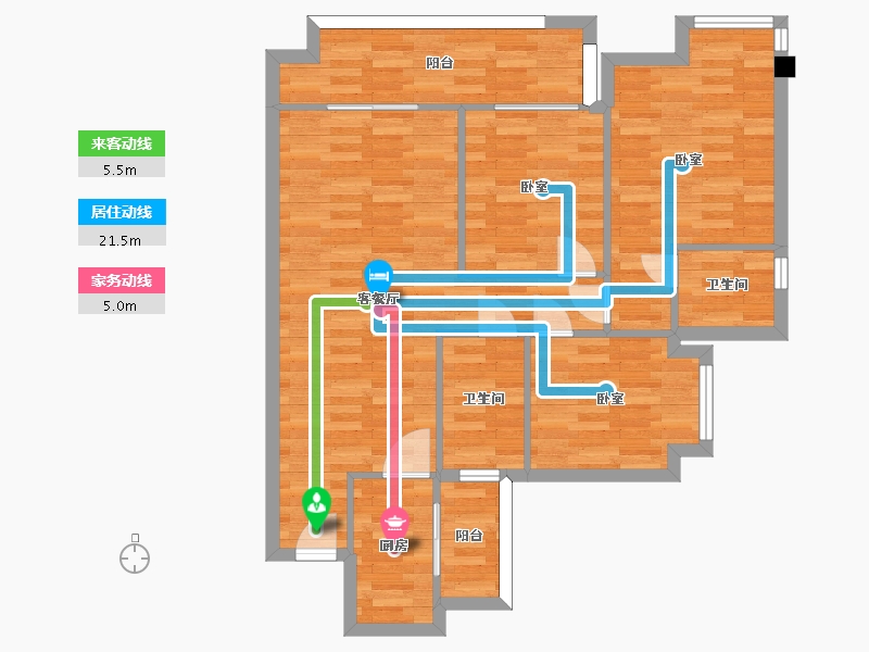 四川省-成都市-希望未来城G3户型106m²-82.70-户型库-动静线