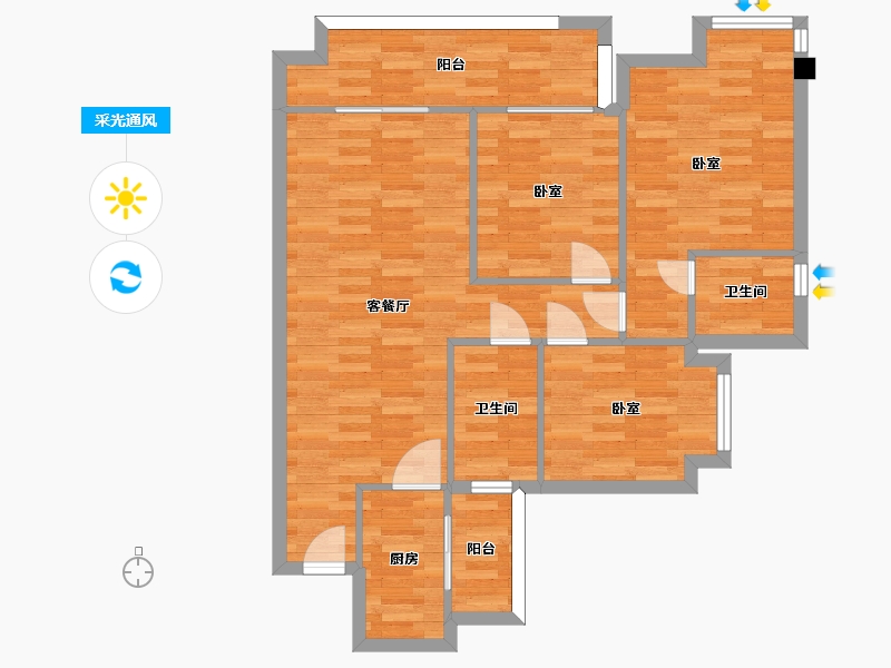 四川省-成都市-希望未来城G3户型106m²-82.70-户型库-采光通风