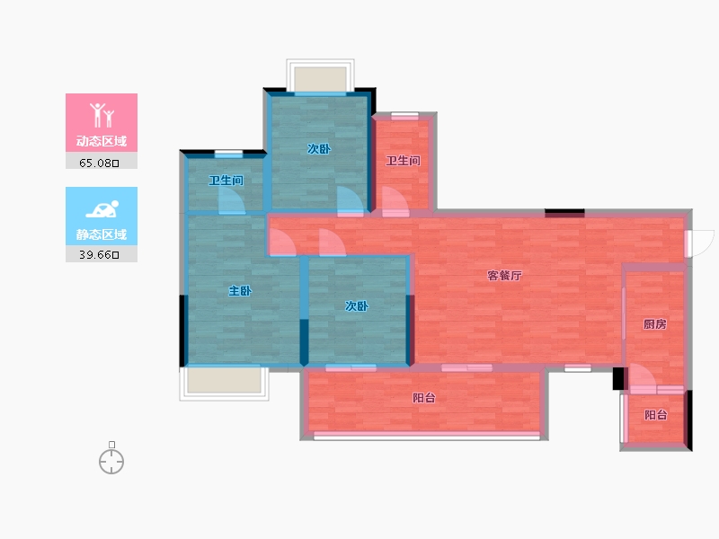 四川省-成都市-希望未来城F2户型114m²-92.96-户型库-动静分区