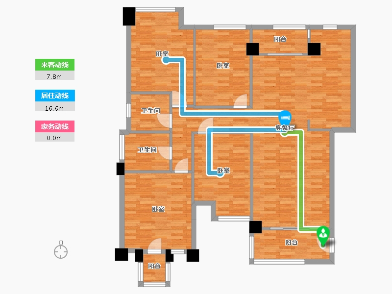 四川省-成都市-星岛星时区40号楼A1户型137m²-118.09-户型库-动静线