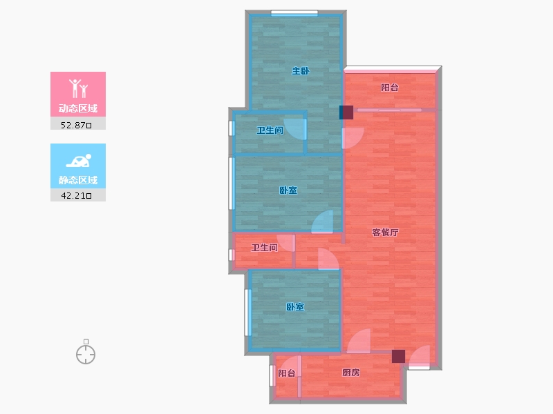 四川省-成都市-和裕印象C5户型108m²-86.14-户型库-动静分区