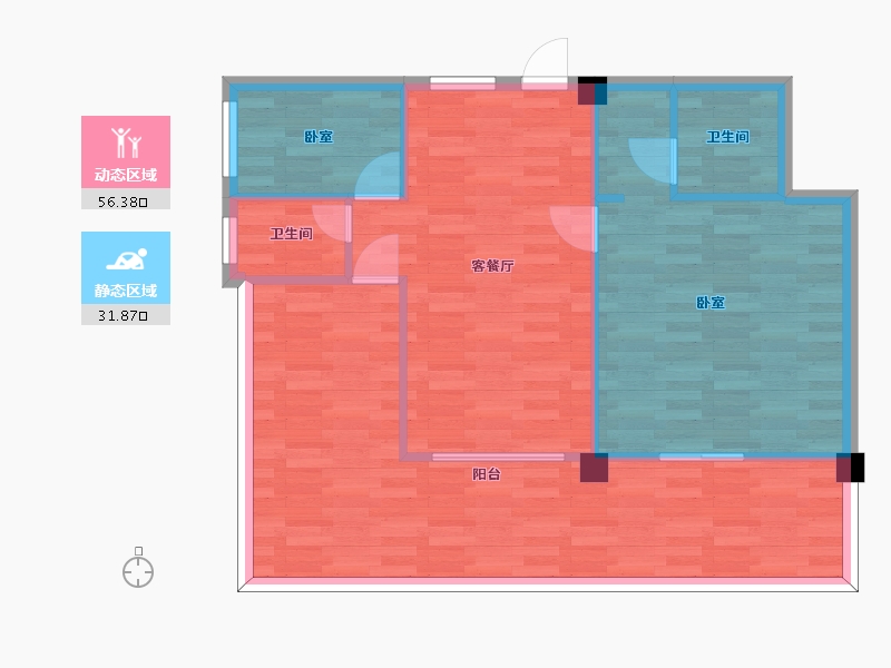 四川省-成都市-鹤鸣青云墅18号楼,19号楼E户99m²-80.67-户型库-动静分区