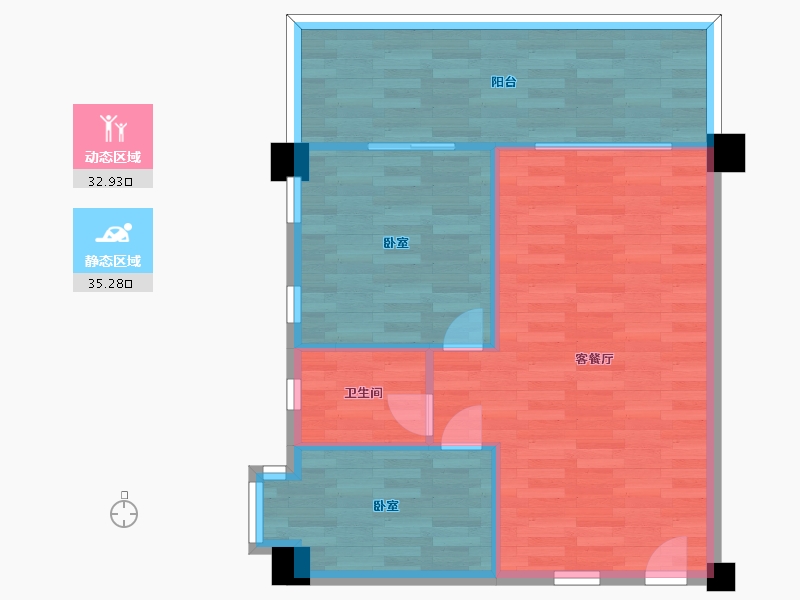 四川省-成都市-鹤鸣青云墅21,23,25,29号楼A户77m²-62.15-户型库-动静分区