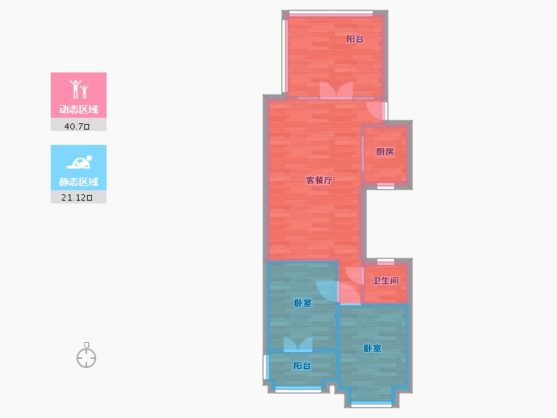 四川省-成都市-青霞山水卡伦德拉小镇E36号楼,9号楼69m²-55.36-户型库-动静分区