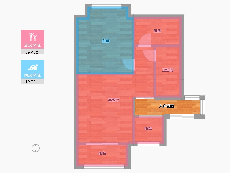 四川省-成都市-青霞山水卡伦德拉小镇1,2,10,11号楼D4户型48m²-38.43-户型库-动静分区