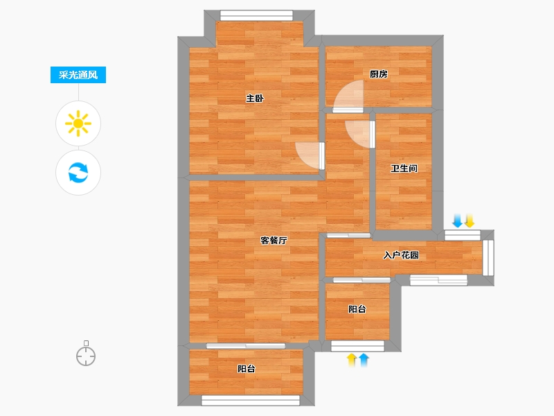 四川省-成都市-青霞山水卡伦德拉小镇1,2,10,11号楼D4户型48m²-38.43-户型库-采光通风