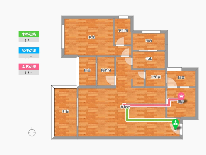 四川省-成都市-恒合时代城A3户型106m²-86.02-户型库-动静线