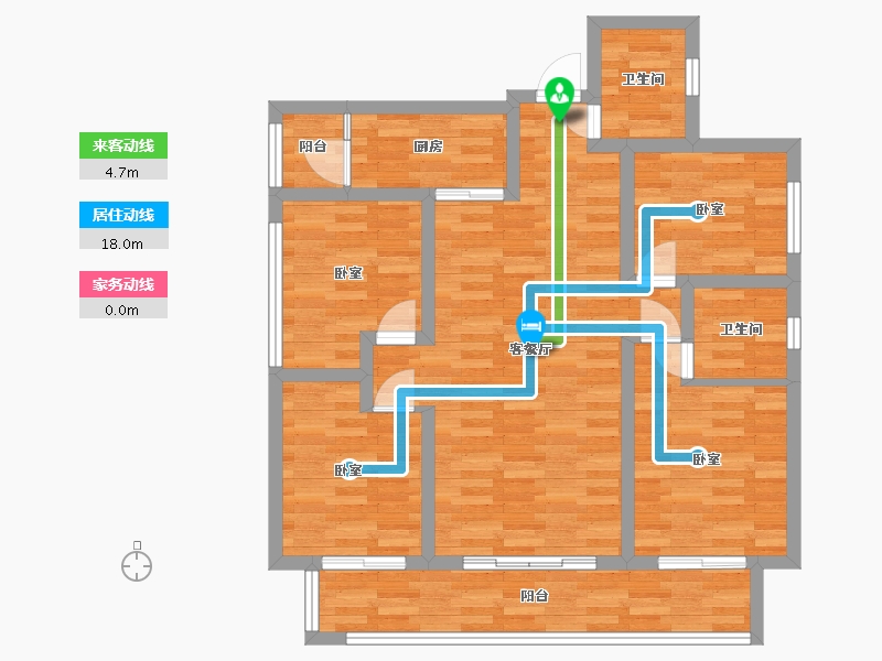 四川省-成都市-金都华庭D3户型114m²-90.95-户型库-动静线