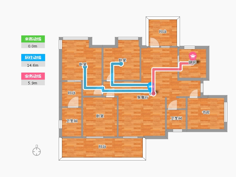 四川省-成都市-金都华庭B1户型117m²-110.45-户型库-动静线