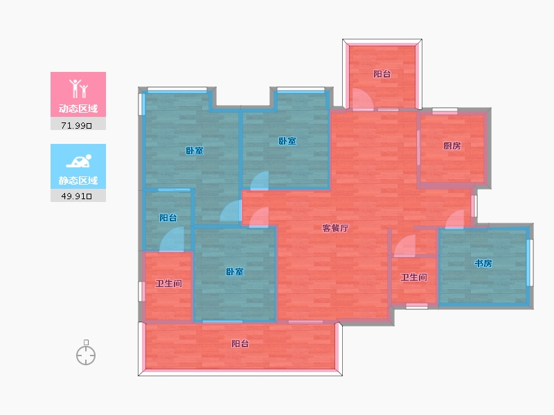 四川省-成都市-金都华庭B1户型117m²-110.45-户型库-动静分区