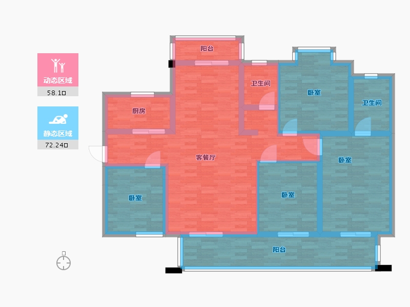 四川省-成都市-金都华庭D4户型135m²-116.25-户型库-动静分区