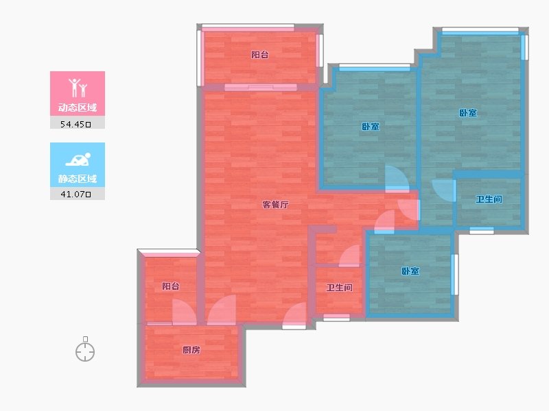 四川省-成都市-金都华庭A195m²-84.28-户型库-动静分区