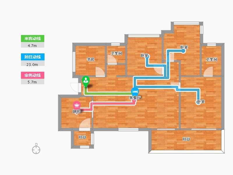 四川省-成都市-金都华庭B2户型116m²-100.25-户型库-动静线