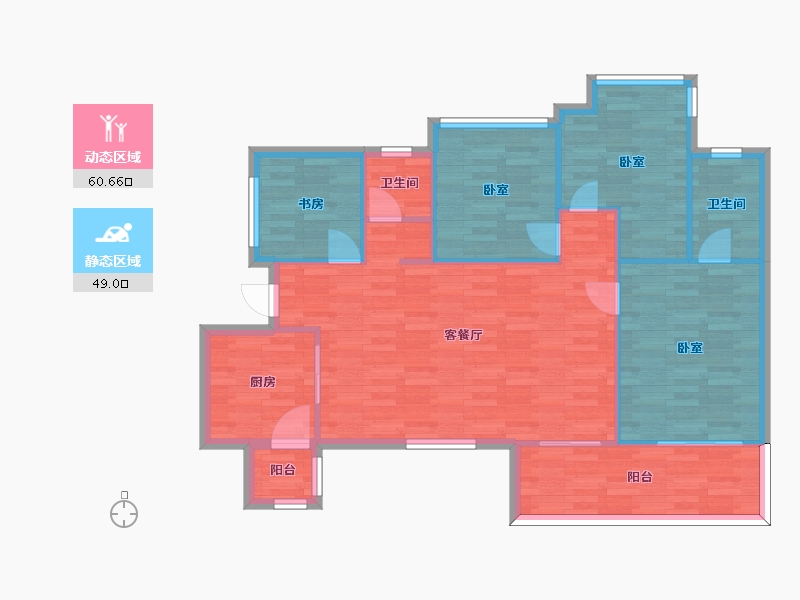 四川省-成都市-金都华庭B2户型116m²-100.25-户型库-动静分区